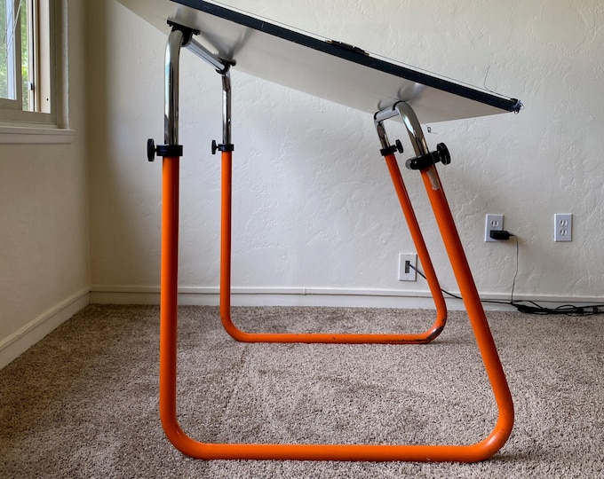 60s / 70s Italian Lolly Drafting Table / Desk by Neolt Italy, Space Age Height Adjustable Desk