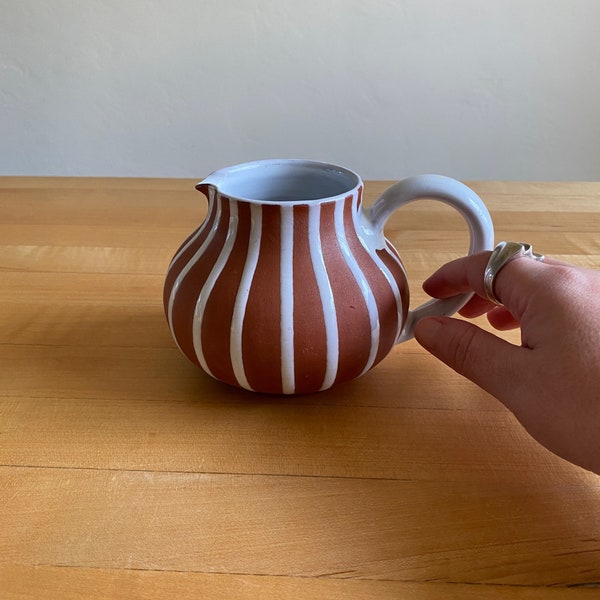 Cream Pitcher by Zeuthen Denmark, Brown & White Striped