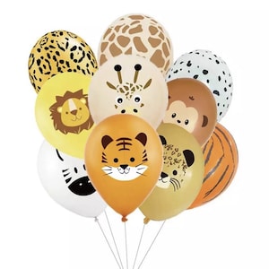 Jungle Latex x10 Balloons Birthday Party Decoration Boys Girls Kids Balloon Tiger Lion Monkey