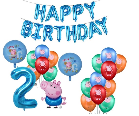 Toyland® Peppa & George Pig - Paquete de globos de aluminio – 2 globos con  forma de personaje de 37 pulgadas y 1 globo de números de 40 pulgadas –