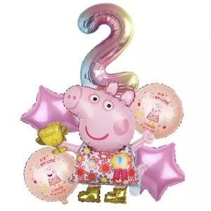 Peppa Pig Balloon Set Golden Wellies Age 2 Birthday Party Decoration Boys Girls Kids 2nd Birthday Happy Birthday