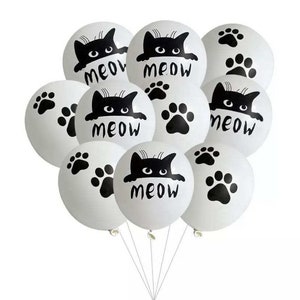 Cat Meow x10 Latex Balloons Birthday Party Decoration Boys Girls Kids Balloon Paw Print Pet