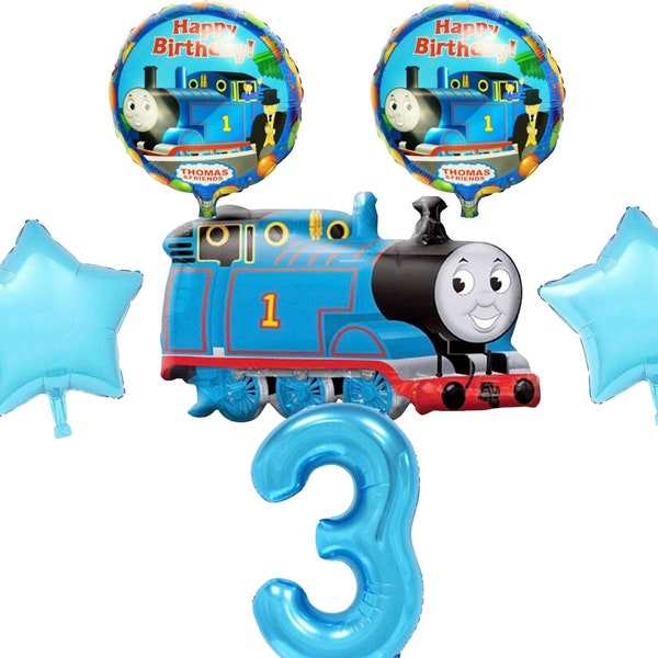 Thomas the Tank Engine Age 3 Balloon Set Birthday Party Decoration Boys Girls Kids 3rd Birthday