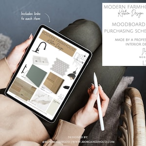 Modern Farmhouse Kitchen Design, Mood Board Template, Mood Board Design, Mood Board Interior Design, Mood Board Kit, Interior Mockup