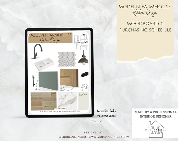 Modern Farmhouse Kitchen Design, Mood Board Template, Mood Board Design ...