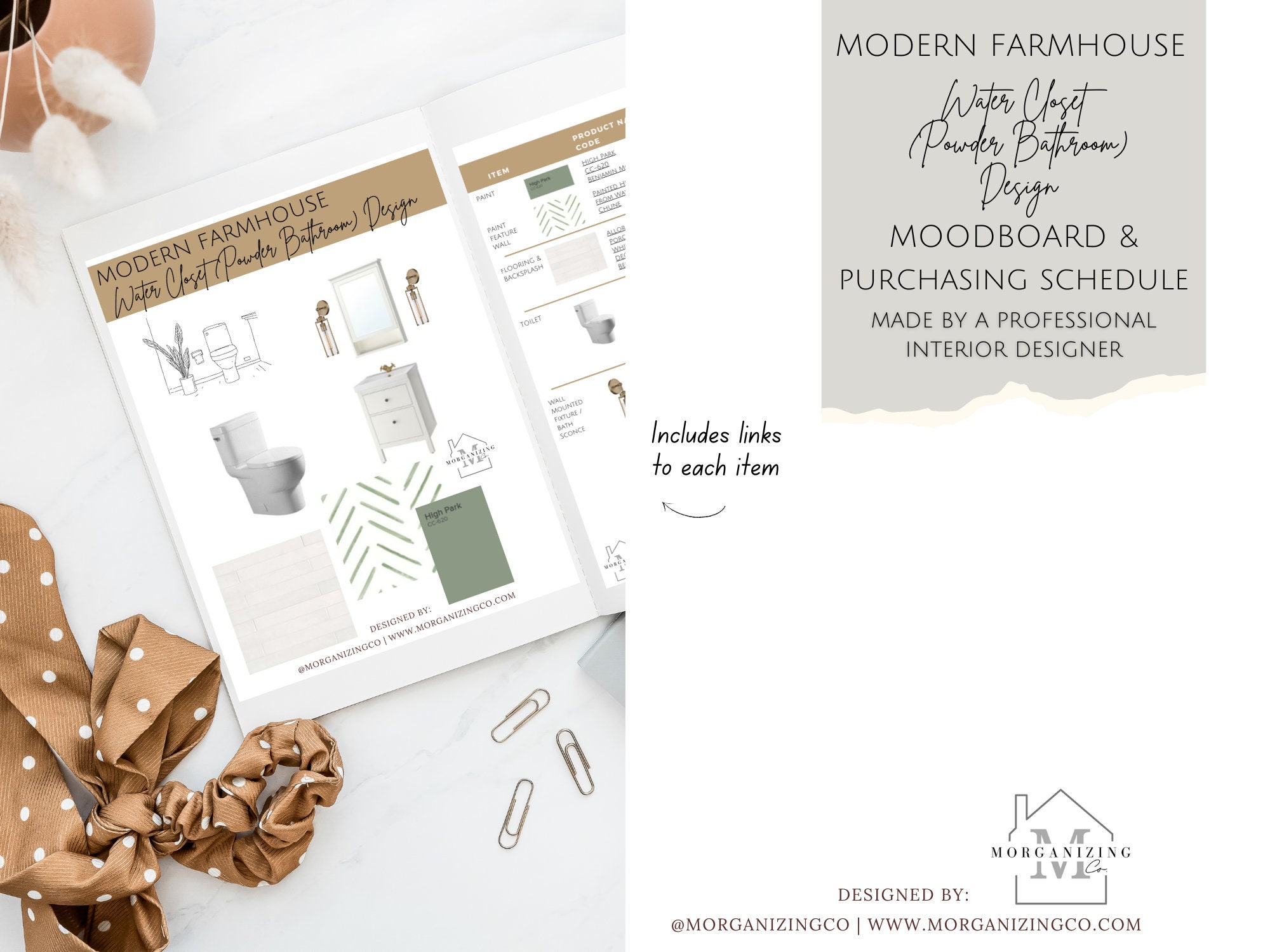 Modern Farmhouse Bathroom Design, Mood Board Template, Mood Board ...