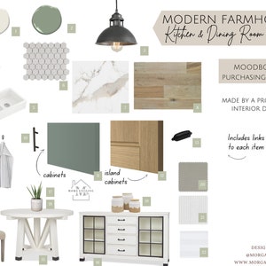 Diseño de cocina de estilo rústico moderno, plantilla de tablero de inspiración, diseño de tablero de inspiración, diseño de interiores con tablero de inspiración, kit de tablero de inspiración, maqueta de interior