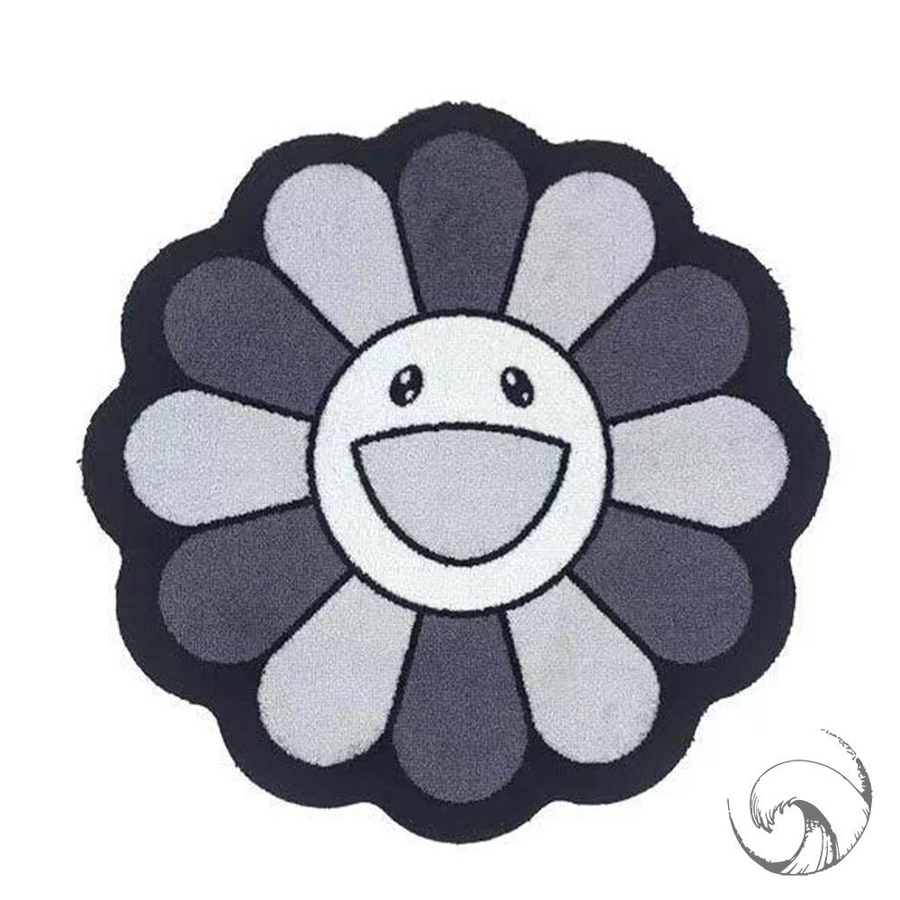 Hand Tufted Smiley Face Flower Rug Customizabale Smiley Face Etsy