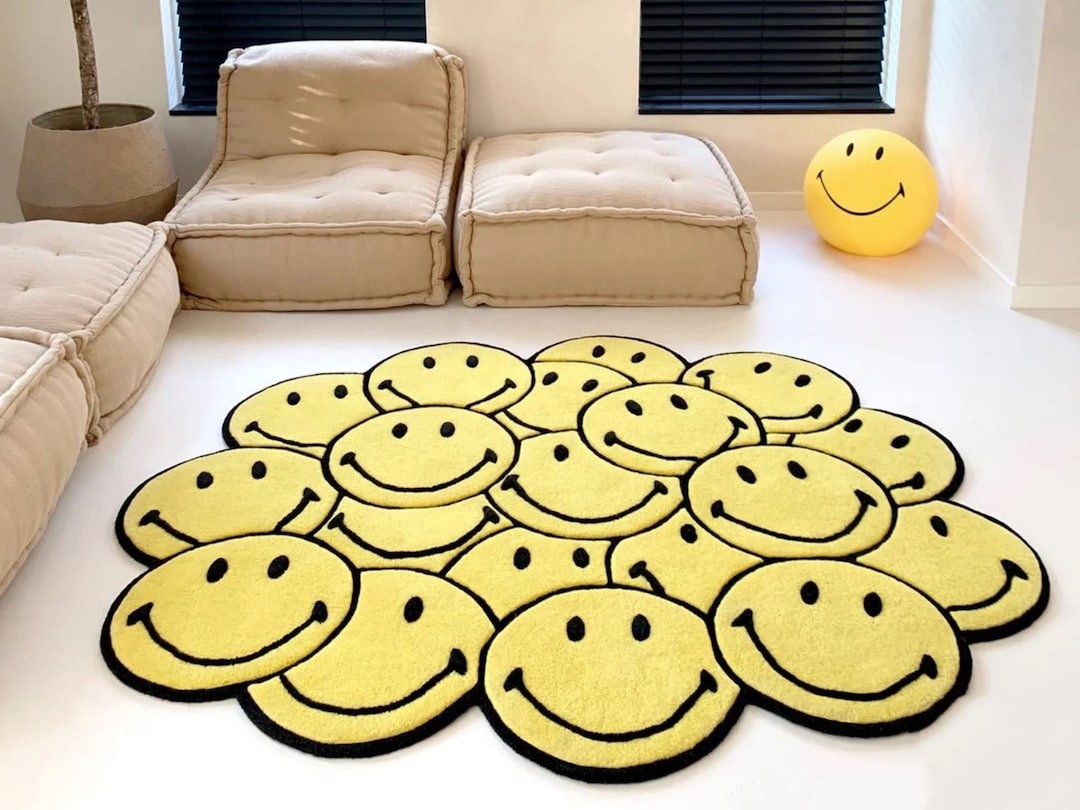 Fluffy Smiley Face Rug Handmade Smiley Face Rug Housewarming - Etsy