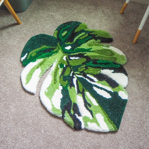 Tuftwonderrug Tufted Monstera Deliciosa Rug Home Office Etsy