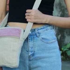 Bolso de algodón de cáñamo ecológico * * Earth Divas * cáñamo de amor hecho a mano * rosa * bolso bandolera de cáñamo * chic * ¡perfecto para las aventuras diarias! comercio justo