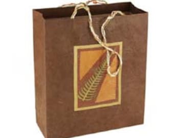 Handmade Lokta Paper Gift Bag: Fern Leaf Design, Fair Trade