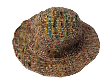 Colorful Plaid Hemp Sun Hat: Fair Trade Nepal Fashion - Etsy display picture 1