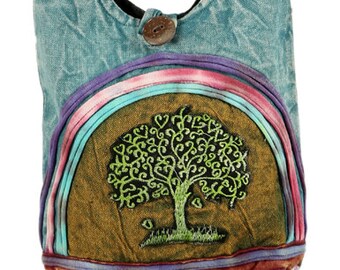 Tree of Life Passport Sling: Fair Trade Cotton Crossbody Bag