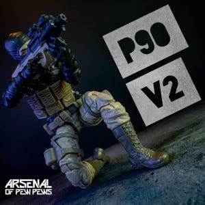P90 V2 [Desert Tan] - Actionfigur Zubehör - Waage 6 ”1/12 3D Harz gedrucktes Upgrade