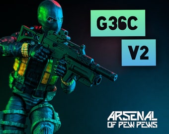 G36C V2 [Black] - Scales 6” 1/12 3D Resin Printed Action Figure Miniature Display Accessory