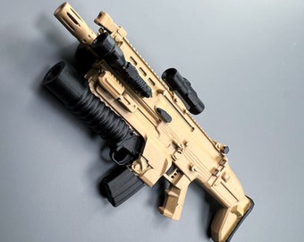 SCAR-L w/M203 [Desert Tan] - Scales 6” 1/12 3D Resin Printed Toy