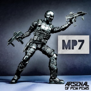 MP7 SMG (2x Set) - Waage 6 ”1/12 3D Harz gedruckte Actionfigur Zubehör