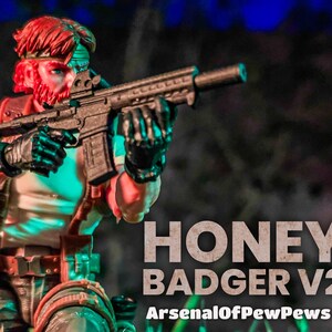 Honey Badger V2 Action Figure Accessory - Scales 6” 1/12 3D Resin Printed Toy