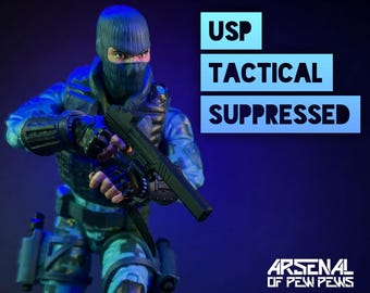 USP Tactical Suppressed [x1] - Scales 6” 1/12 3D Resin Printed Action Figure Accessory