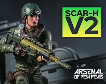 SCAR-H Rifle (x1) [Green] Action Figure Accessory - Scales 6” 1/12 3D Resin Printed Action Figure Accessory