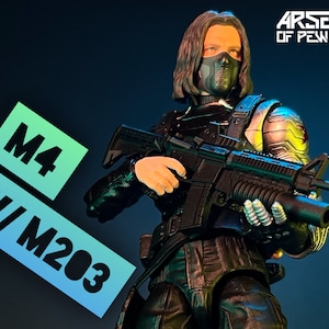 M4 w/M203 - Scales 6” 1/12 3D Resin Printed Toy