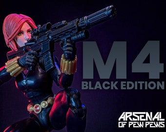 M4 Black Edition - Jouet imprimé en résine 3D 1/12 à l'échelle 6 po.