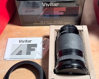 Vintage Vivitar 28–210mm Auto Focus Zoom Lens | New in Original Packaging | 35mm Film Camera Lens | Photography Collector Gift