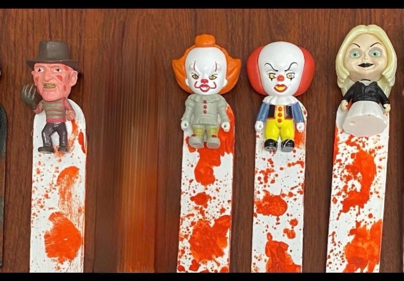 Marque-page horreur peint à la main - Chucky, Freddy Krueger, Jason Voorhees, Pennywise, Leatherface, oeuvre d'art de collection pour fans d'horreur image 17