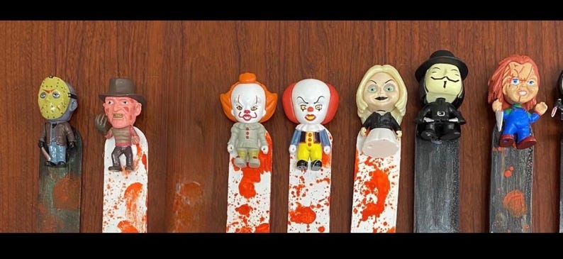 Marque-page horreur peint à la main - Chucky, Freddy Krueger, Jason Voorhees, Pennywise, Leatherface, oeuvre d'art de collection pour fans d'horreur image 16