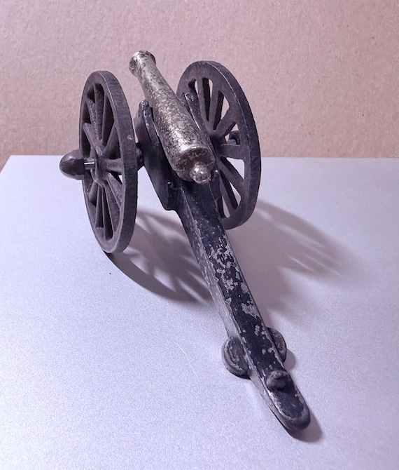 Vintage- Penn Craft -cast Iron Cannon - Moving Wheels -adjustable