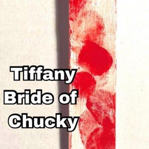 includes: A handmade bookmark features a small Tiffany Bride of Chucky doll figurine on top of a long, rectangular bookmark painted white with red splatter paint, resembling blood. The bookmark measures approximately 8 inches in length.  Tiffany Bride of Chucky is a popular horror movie character great Halloween gift!