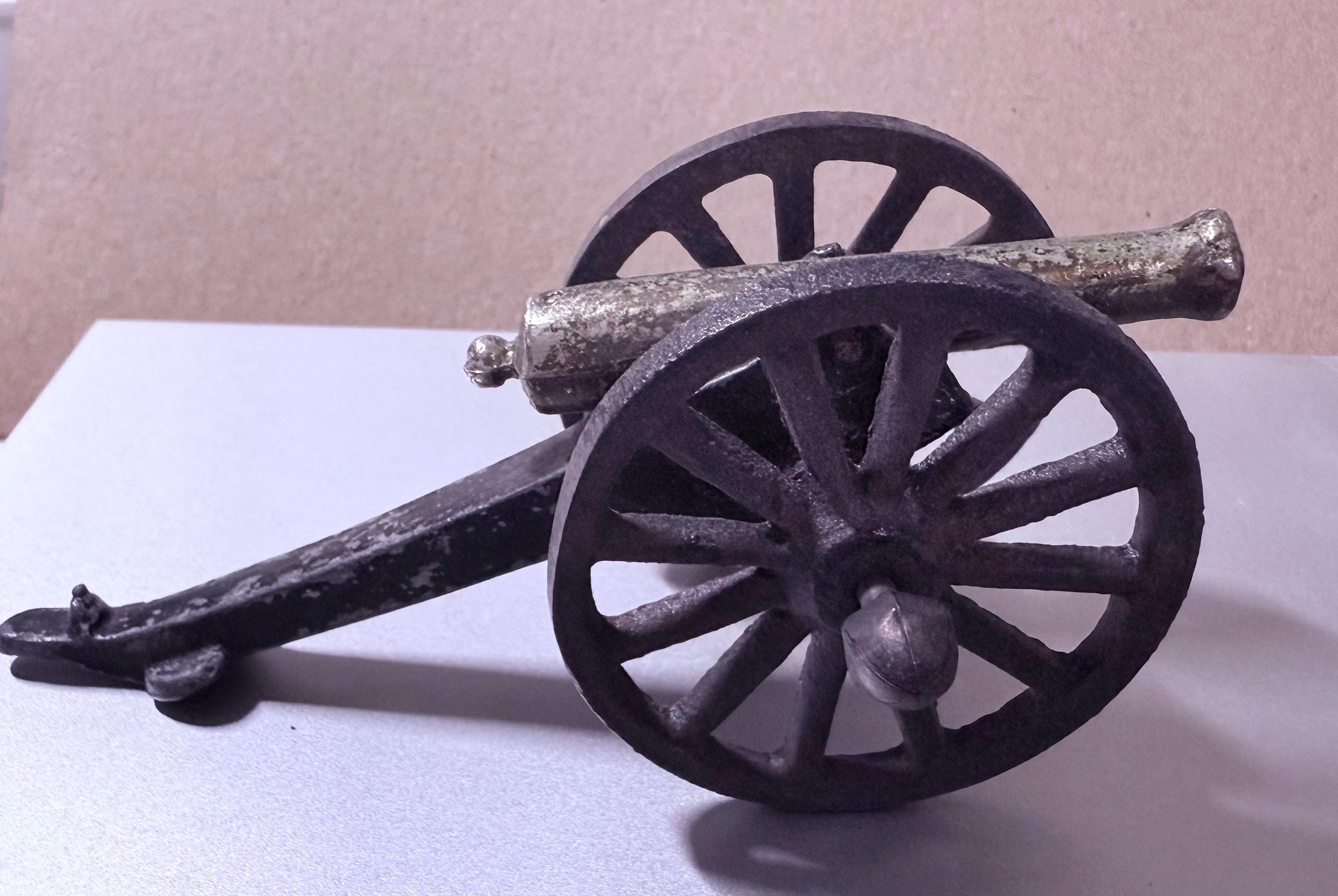 Vintage- Penn Craft -cast Iron Cannon - Moving Wheels -adjustable