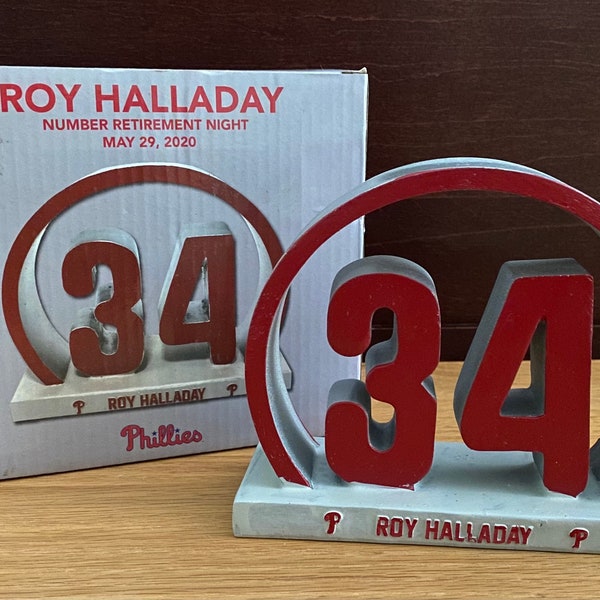 Baseball- Philadelphia Phillies-  Roy Halladay Retired Number 34 Plaque Original In Box