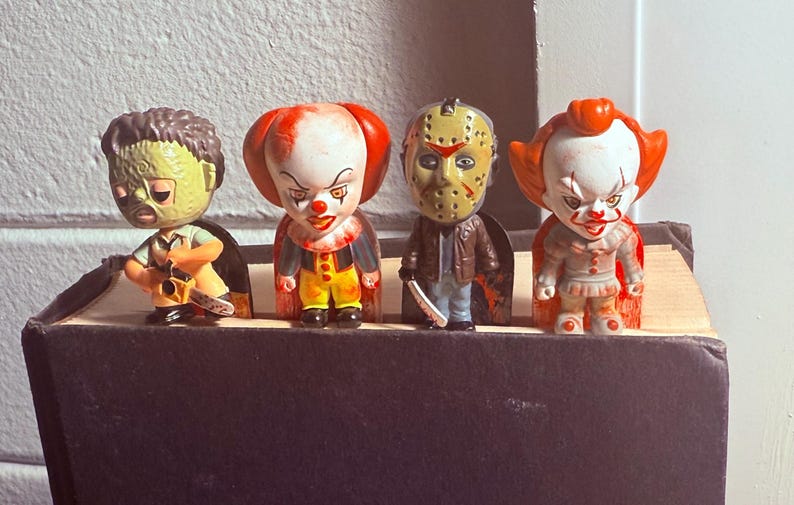 Marque-page horreur peint à la main - Chucky, Freddy Krueger, Jason Voorhees, Pennywise, Leatherface, oeuvre d'art de collection pour fans d'horreur image 4