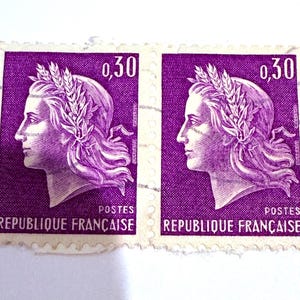 Two vintage- 1968- Rare France postal stamps-Marianne of Chaffee 0.30