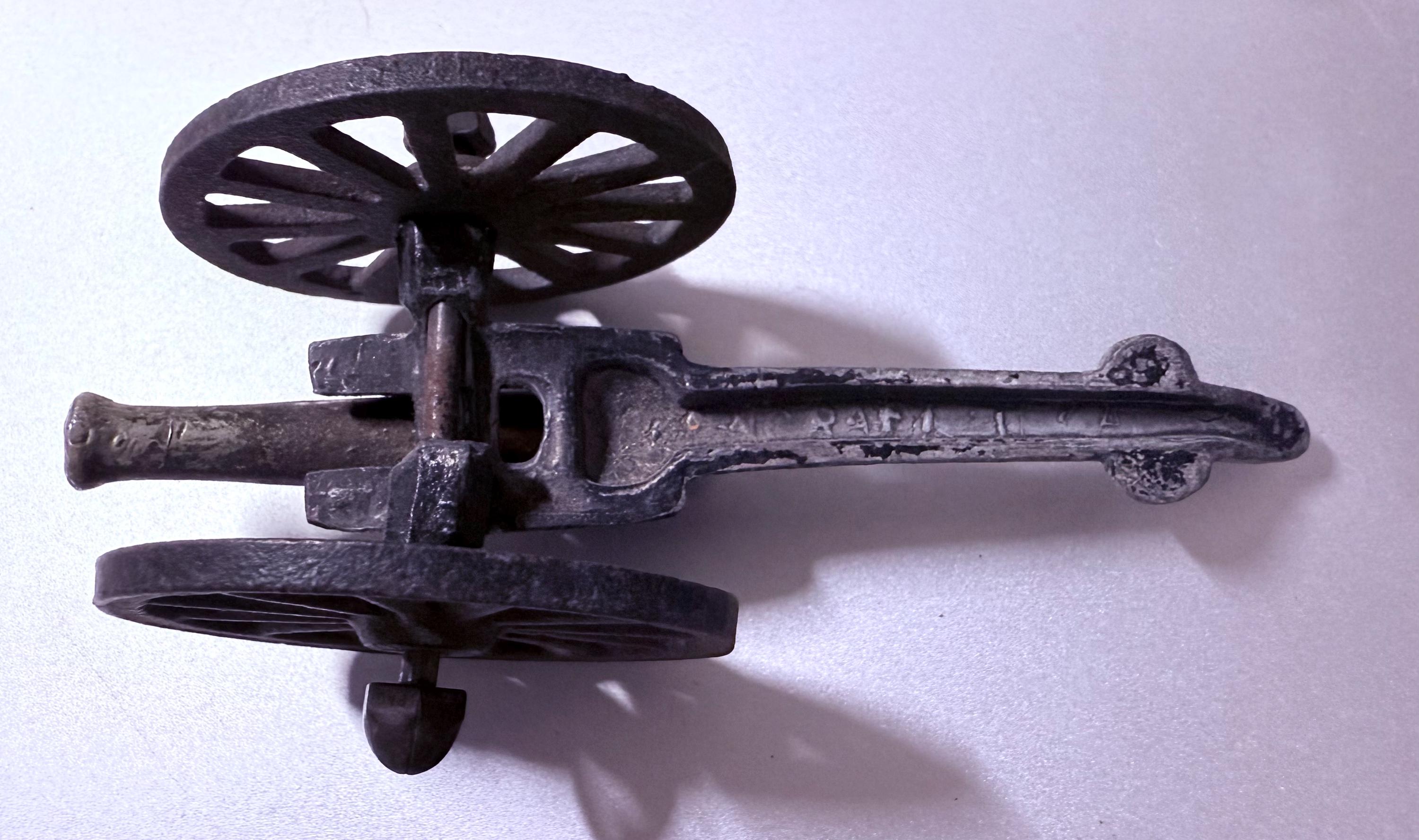 Vintage- Penn Craft -cast Iron Cannon - Moving Wheels -adjustable