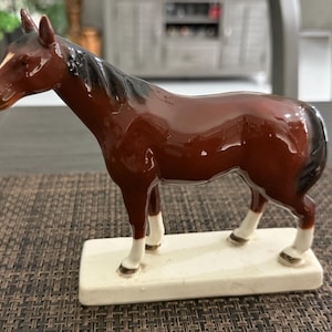 Vintage-Hertwig-Brown-White-Horse Figurine- 6 1/4” tall - 1941-1958