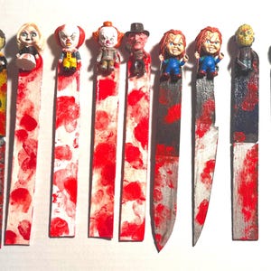 Marque-page personnage de film d&#39;horreur - Cadeau fait main pour fan d&#39;horreur effrayante, marque-page couteau sanglant, accessoires de livre d&#39;Halloween effrayants