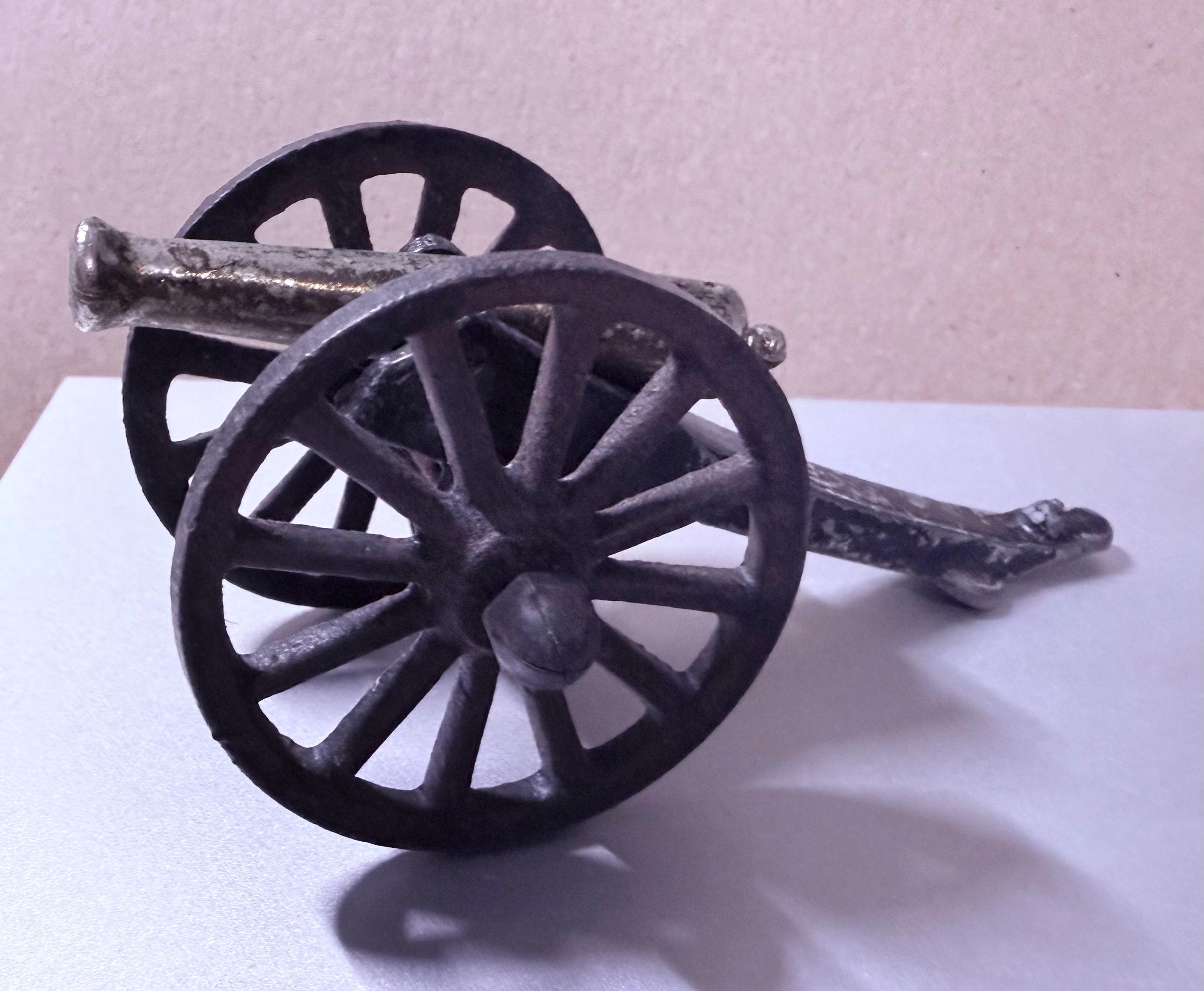 Vintage- Penn Craft -cast Iron Cannon - Moving Wheels -adjustable
