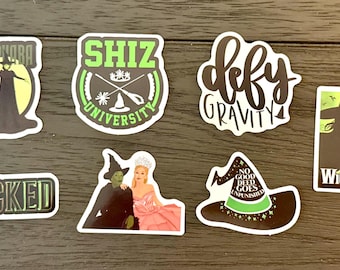 Op Wicked Inspired Stickers: Elphaba, Glinda, Shiz U - 7 stuks