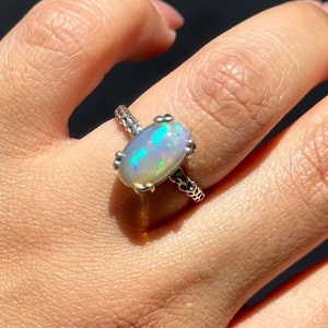 HIGH QUALITY Opal Ring Ethiopian Opal Vintage Ring ADJUSTABLE Opal Ring Lover Cabochon Opal Ring Mothers Day Gift OP09