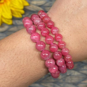 High Quality Rhodonite Bracelet Rhodonite Jewelry Bracelet Birthday Gift Holiday Gift for Her Stone of Passion Heart Chakra Crystal BB4
