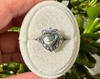 Abalone Heart Ring Abalone Vintage Ring Style Sterling Abalone Ring Mothers Day Gift Abalone Ring Women Shell Ring Abalone Lover Ring ABR2