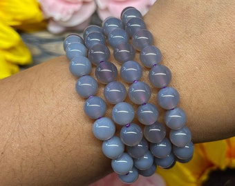 Purple Chalcedony Bracelet 8mm Purple Chalcedony Jewelry Chalcedony Birthday Gift for Her Shamanic Cleanse Bracelet Holiday Gift BB61