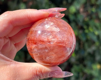 Medium Fire Quartz Sphere Fire Quartz Natural Fire Quartz Sphere with Golden Healer Spots Medium Hematoid Sphere FQS2