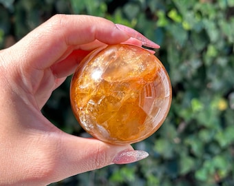 Golden Healer Quartz Sphere Golden Healer Quartz Crystal Yellow Hematoid Solar Plexus Chakra Healing Holiday Gift Birthday Gift Bedroom Deco