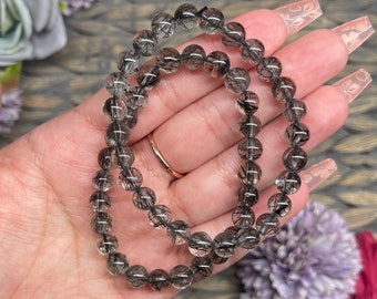 Rutilated Black Tourmaline Bracelet 8mm - Tourmaline Bracelet - Tourmalinated Quartz Bracelet -  Black Tourmaline Rutile Bracelet - #5