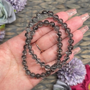 Rutilated Black Tourmaline Bracelet 8mm - Tourmaline Bracelet - Tourmalinated Quartz Bracelet -  Black Tourmaline Rutile Bracelet - #5