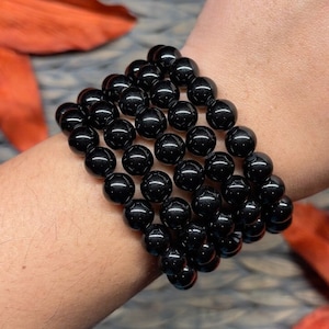 Black Tourmaline Bracelet Black Tourmaline Jewelry Protective Bracelet Grounding Bracelet Holiday Gift Birthday Gift for Her BB2